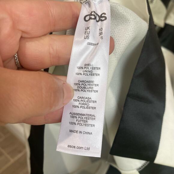 ASOS Black And Ivory Striped Posh Pencil Dress Size 6 NWT - Picture 3 of 13